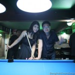 playing snooker with promotional girl